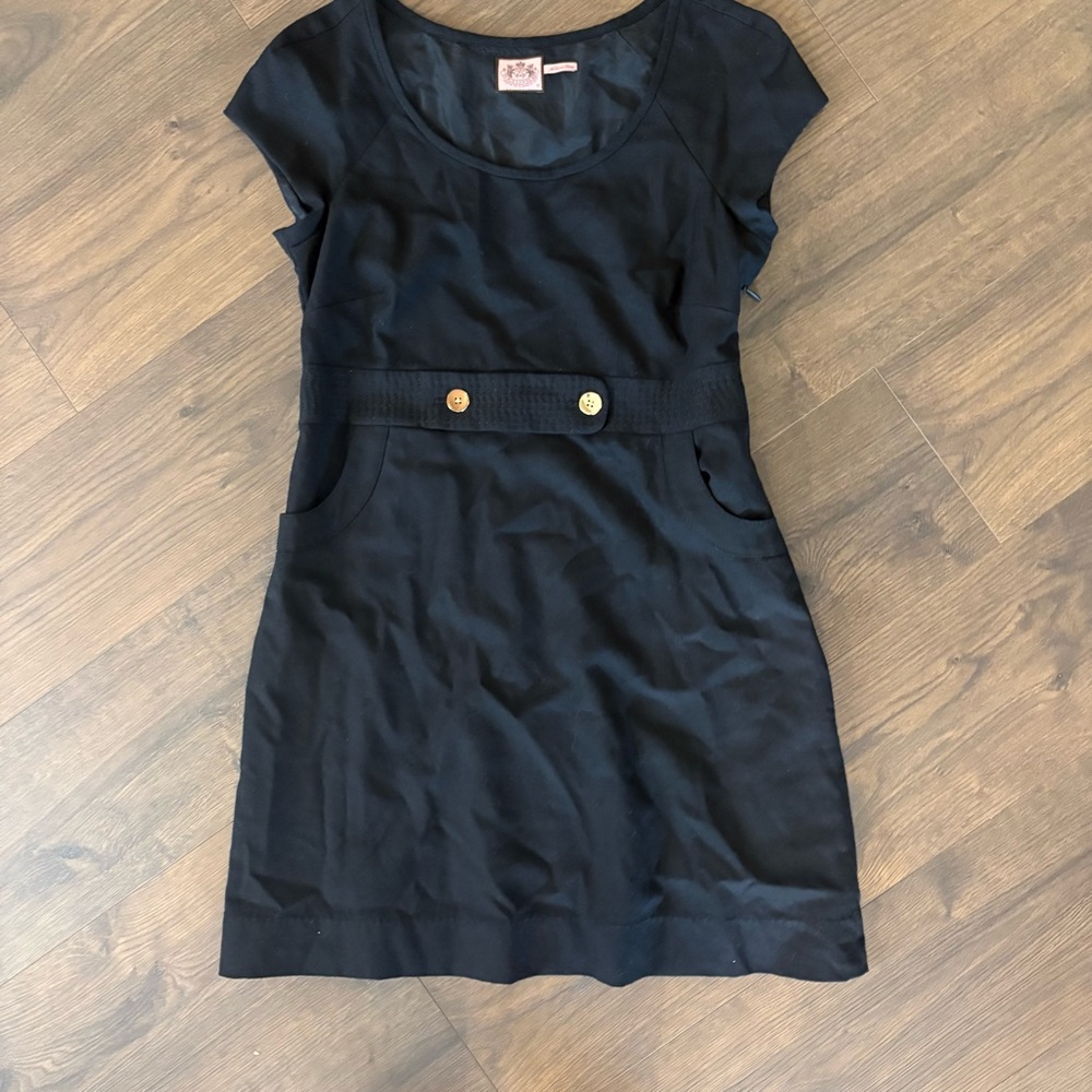 Juicy Couture Black Dress with Gold Button Accents Womens Size 10